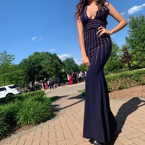 Prom dress plunge or cross body on rose gold navy